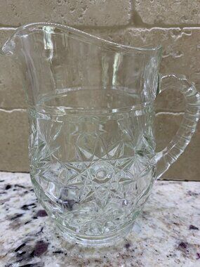 Vintage Anchor Hocking Early American Prescut Star of David Pitcher